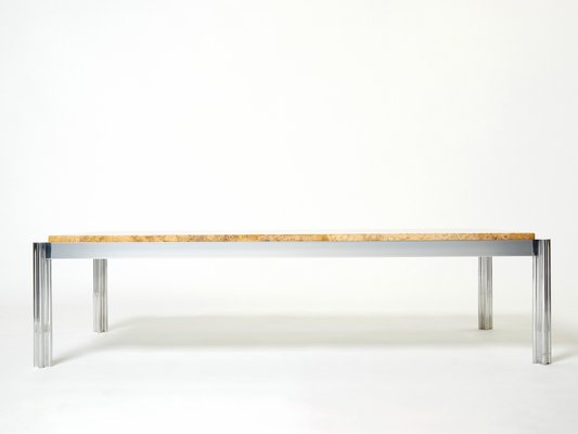 Chrome Aluminium & Yellow Travertine Coffee Table from George Ciancimino, 1975-YJA-1347978