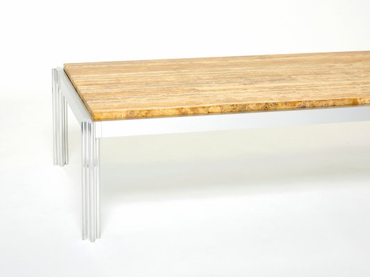 Chrome Aluminium & Yellow Travertine Coffee Table from George Ciancimino, 1975-YJA-1347978