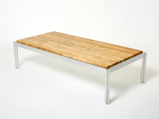 Chrome Aluminium & Yellow Travertine Coffee Table from George Ciancimino, 1975-YJA-1347978