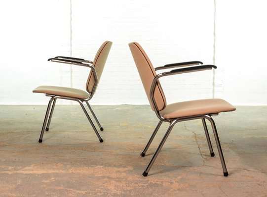 Chrome and Bakelite Armchairs by Martin de Wit for Gispen, 1960s, Set of 2-IXC-550871