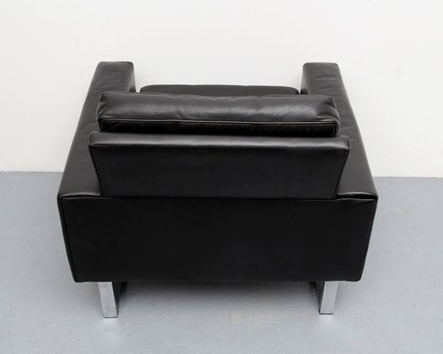 Chrome and Black Leather Armchair, 1970s-PF-1066775