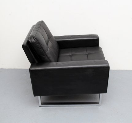 Chrome and Black Leather Armchair, 1970s-PF-1066775