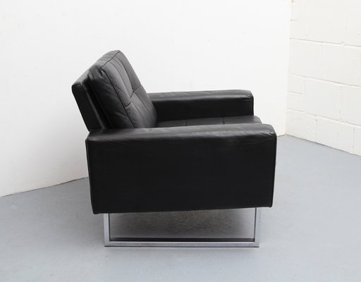 Chrome and Black Leather Armchair, 1970s-PF-1066775