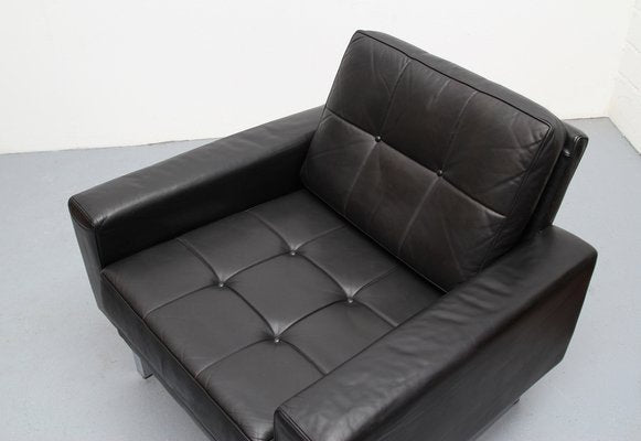 Chrome and Black Leather Armchair, 1970s-PF-1066775