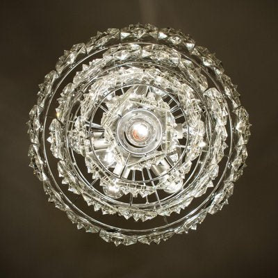 Chrome and Crystal Chandelier, 1970s-VDW-910058