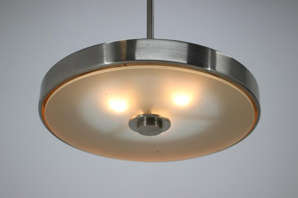 Chrome and Glass Bauhaus Pendant Lamp, 1930s-TZ-983693