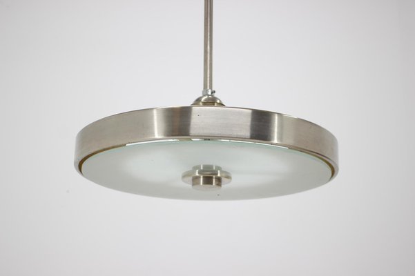 Chrome and Glass Bauhaus Pendant Lamp, 1930s-TZ-983693