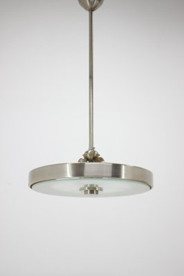 Chrome and Glass Bauhaus Pendant Lamp, 1930s-TZ-983693