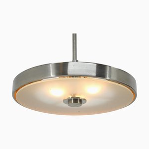 Chrome and Glass Bauhaus Pendant Lamp, 1930s-TZ-983693