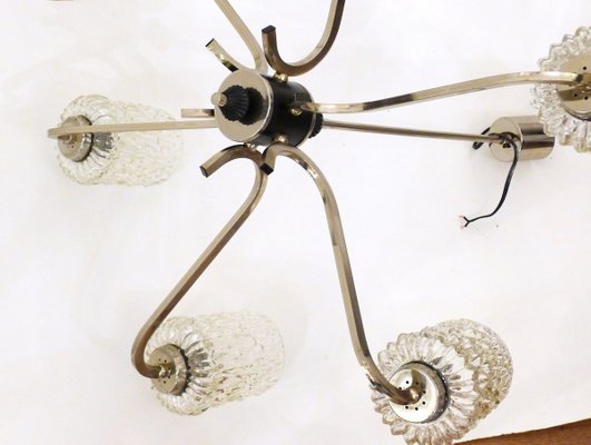 Chrome and Glass Chandelier, 1960s-RNR-826611