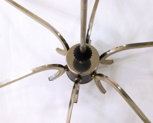 Chrome and Glass Chandelier, 1960s-RNR-826611