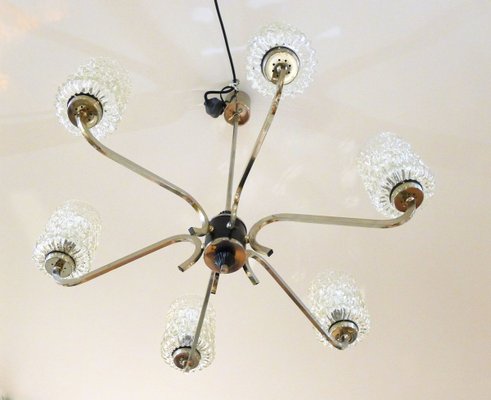 Chrome and Glass Chandelier, 1960s-RNR-826611