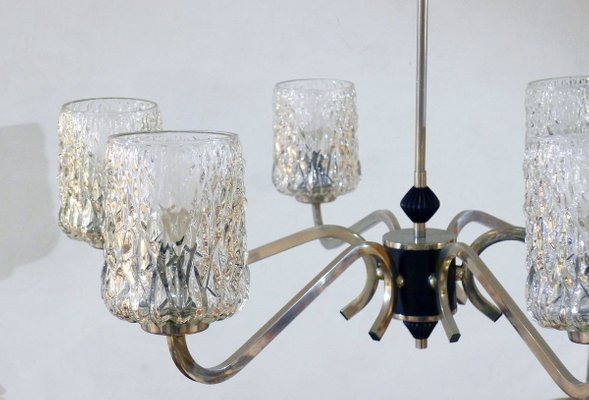 Chrome and Glass Chandelier, 1960s-RNR-826611