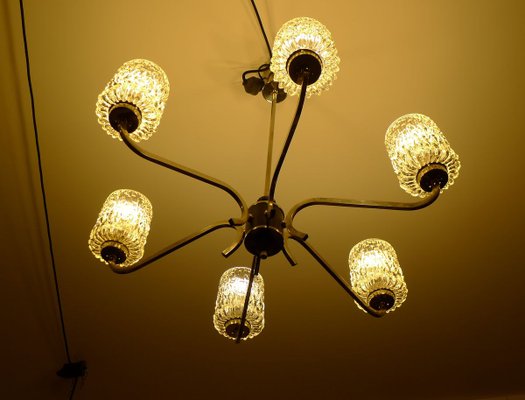 Chrome and Glass Chandelier, 1960s-RNR-826611