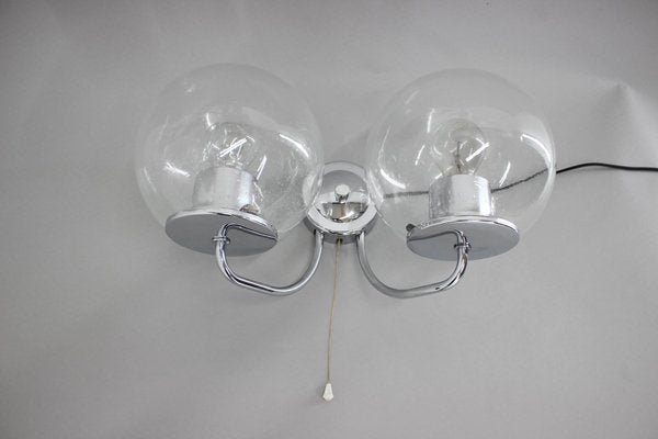 Chrome and Glass Wall Lamp, Czechoslovakia, 1970s-TZ-1394191