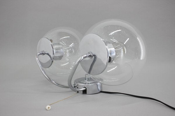 Chrome and Glass Wall Lamp, Czechoslovakia, 1970s-TZ-1394191