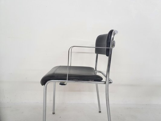 Chrome and Leather Dining Chairs by Aryform, Sweden, 1970s, Set of 5-ZO-1335020