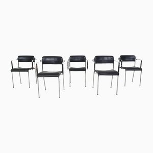 Chrome and Leather Dining Chairs by Aryform, Sweden, 1970s, Set of 5-ZO-1335020