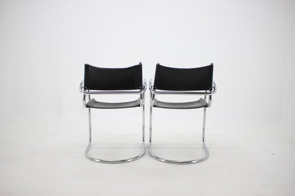 Chrome and Leather Tubular Chairs, Czechoslovakia, 1970s, Set of 4-TZ-900507