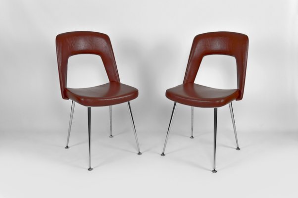 Chrome and Leatherette Conference Chairs, 1960s, Set of 2-XNH-1174840