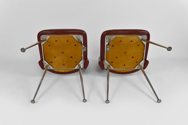 Chrome and Leatherette Conference Chairs, 1960s, Set of 2-XNH-1174840