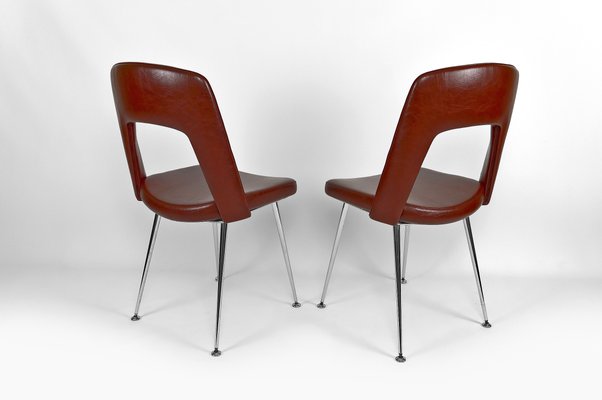 Chrome and Leatherette Conference Chairs, 1960s, Set of 2-XNH-1174840