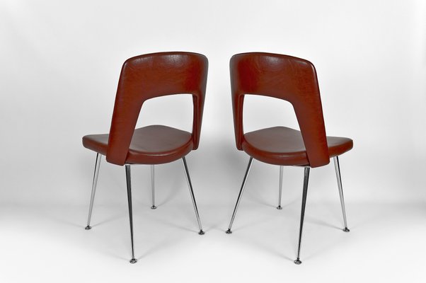 Chrome and Leatherette Conference Chairs, 1960s, Set of 2-XNH-1174840