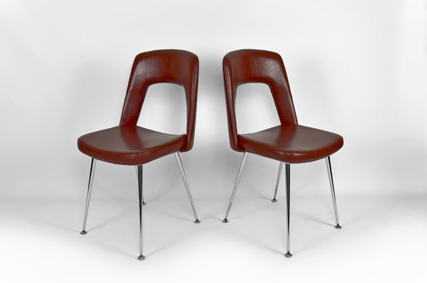 Chrome and Leatherette Conference Chairs, 1960s, Set of 2-XNH-1174840