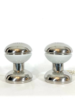 Chrome and Milk Glass Table Lamps by Goffredo Reggiani, 1970s, Set of 2-OT-1111968