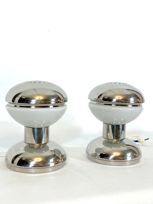 Chrome and Milk Glass Table Lamps by Goffredo Reggiani, 1970s, Set of 2-OT-1111968