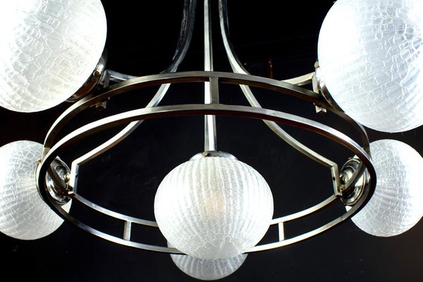 Chrome and Murano Glass Chandelier by Gino Sarfatti, 1960s-MBH-1032033