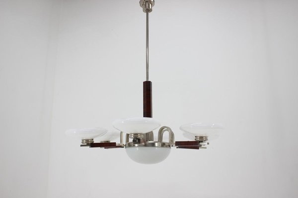 Chrome Art Deco Chandelier, Czechoslovakia, 1930s-TZ-891684