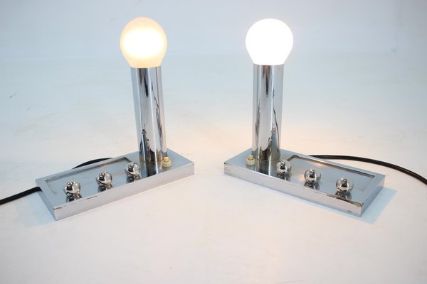 Chrome Bauhaus Table Lamps, 1930s, Set of 2-TZ-975073