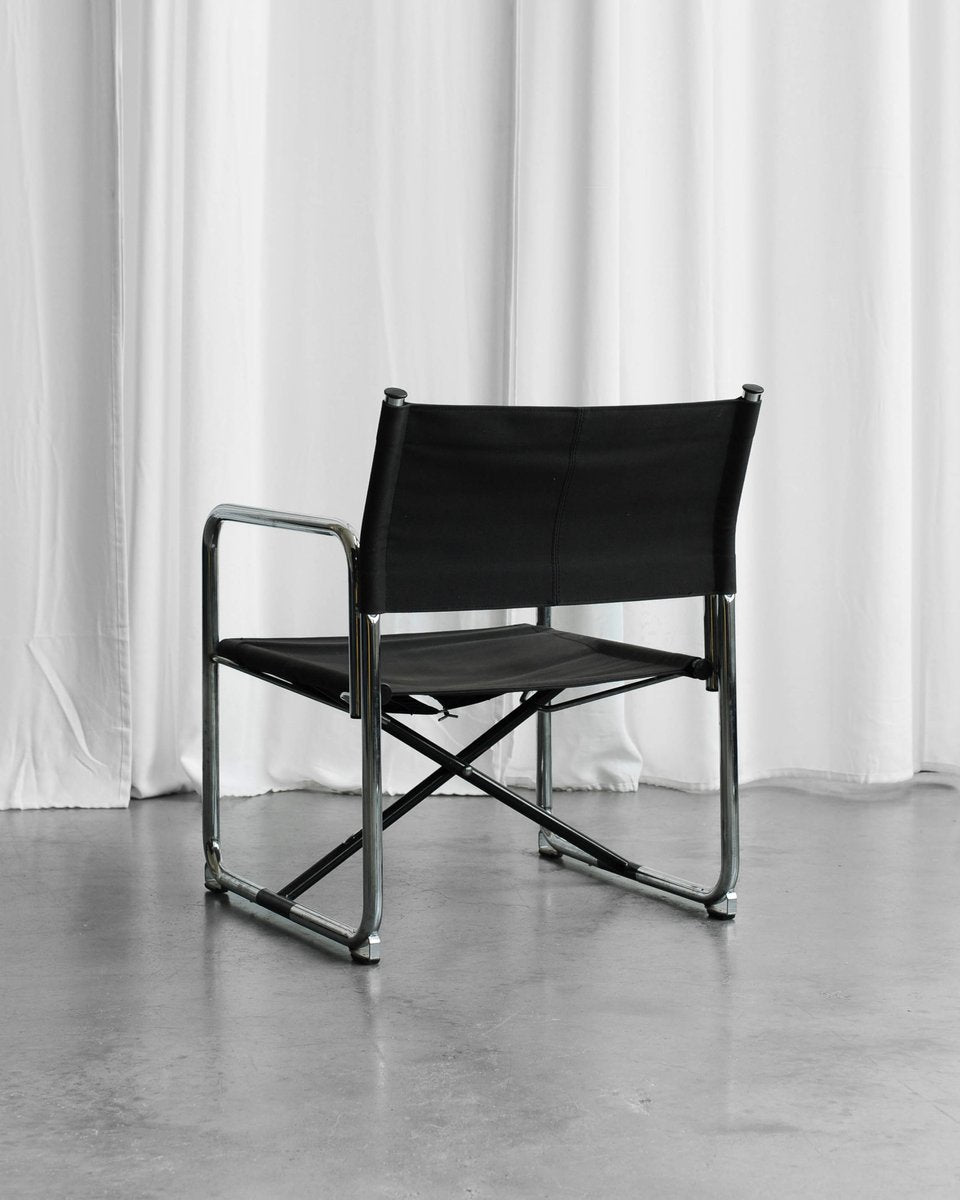 Chrome Black Folding Chair by Börge Lindau & Bo Lindekrantz, 1970s