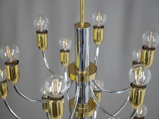 Chrome & Brass Chandeliers from Star Leuchten, Germany, 1970s-JV-1291074