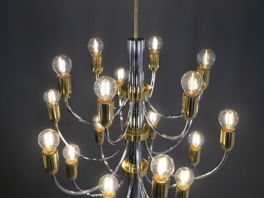 Chrome & Brass Chandeliers from Star Leuchten, Germany, 1970s-JV-1291074