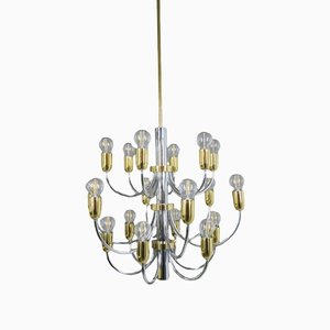 Chrome & Brass Chandeliers from Star Leuchten, Germany, 1970s-JV-1291074