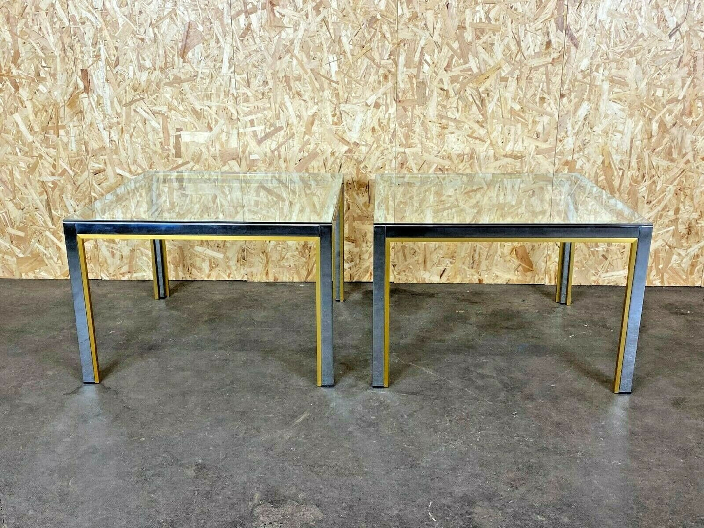 Chrome & Brass Coffee Side Table, 1960s, Set of 2