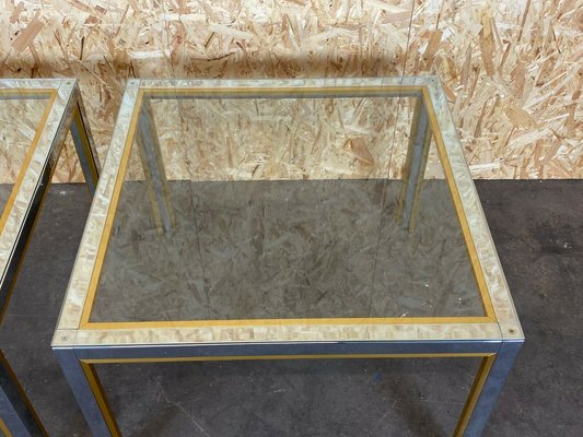 Chrome & Brass Coffee Side Table, 1960s, Set of 2-EJL-1140261