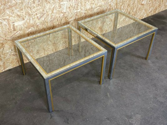 Chrome & Brass Coffee Side Table, 1960s, Set of 2-EJL-1140261