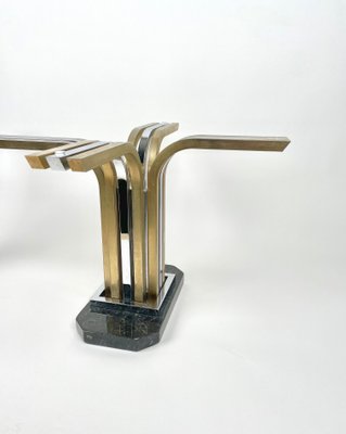 Chrome Brass Marble & Glass Coffee Table, Italy, 1970s-LYQ-1171446