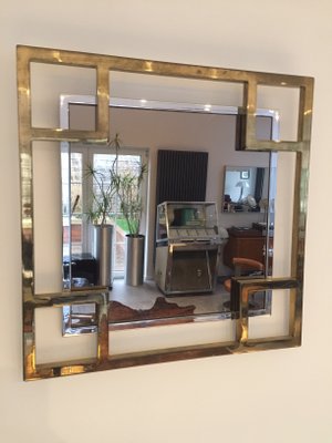 Chrome & Brass Mirror from Maison Jansen, 1980s-XQY-578834