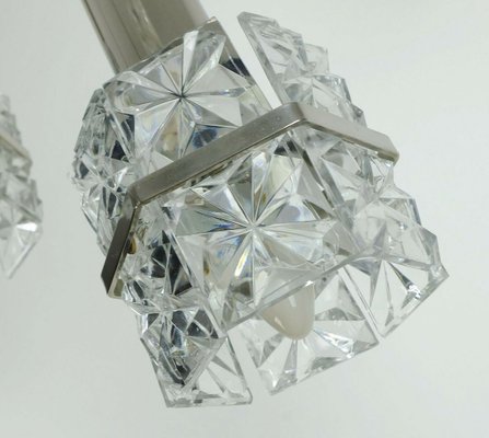 Chrome Chandelier with Faceted Glass & 5 Shades, 1960s-FH-751218