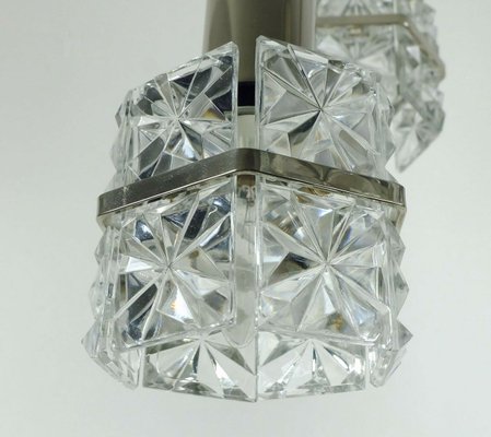 Chrome Chandelier with Faceted Glass & 5 Shades, 1960s-FH-751218