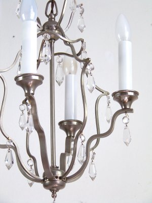 Chrome Chandelier with Glass Trimmings, 1920s-TZ-970495