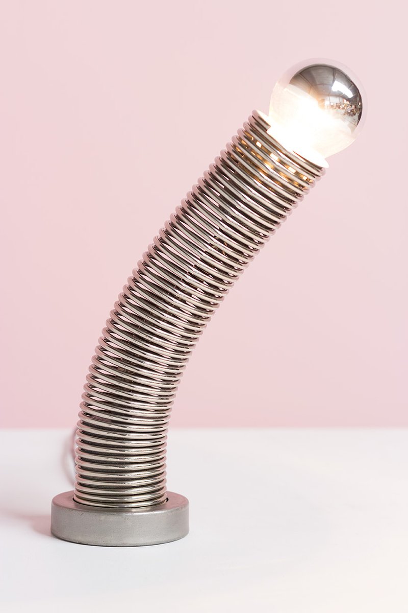 Chrome Coil Lamp or Spring Table Light, 1970s