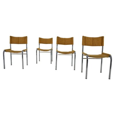 Chrome Dining Chairs attributed to Viliam Chlebo, Czechoslovakia, 1980s, Set of 4-TZ-1448515