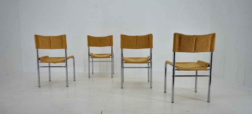 Chrome Dining Chairs attributed to Viliam Chlebo, Czechoslovakia, 1980s, Set of 4-TZ-1448515