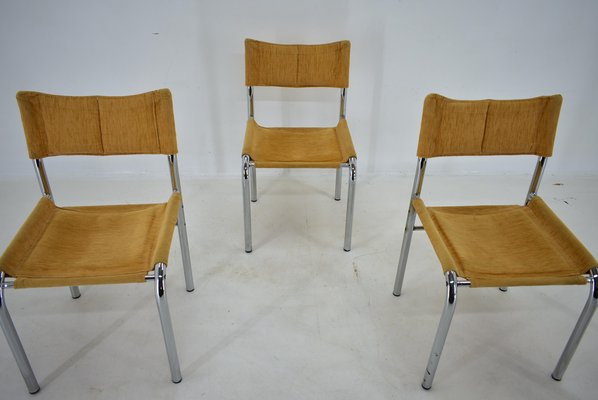 Chrome Dining Chairs attributed to Viliam Chlebo, Czechoslovakia, 1980s, Set of 4-TZ-1448515