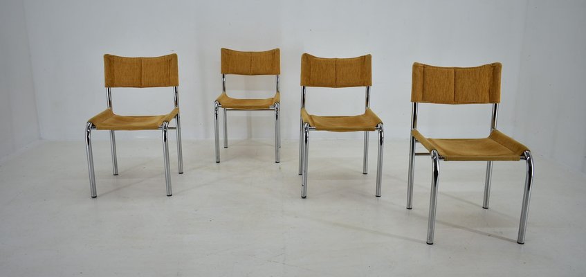 Chrome Dining Chairs attributed to Viliam Chlebo, Czechoslovakia, 1980s, Set of 4-TZ-1448515